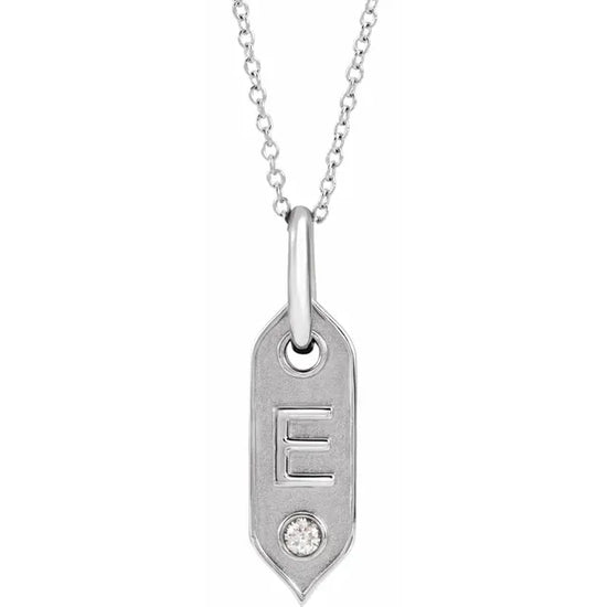 Load image into Gallery viewer, 14K Rose Initial F .05 CT Natural Diamond 16-18&amp;quot; Necklace - Letter  E
