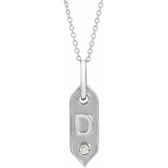 14K Rose Initial F .05 CT Natural Diamond 16-18" Necklace - Letter D