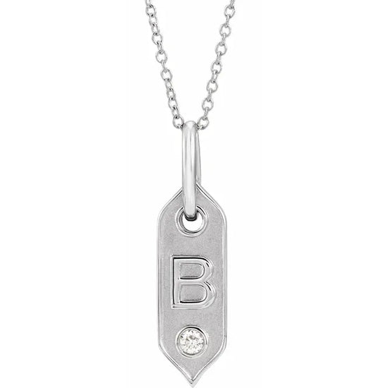 14K Rose Initial F .05 CT Natural Diamond 16-18" Necklace - Letter B