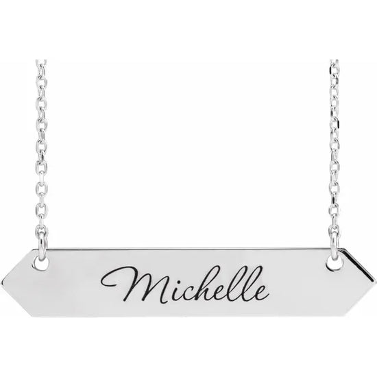 14K Yellow Engravable Geometric Nameplate with Adjustable Necklace