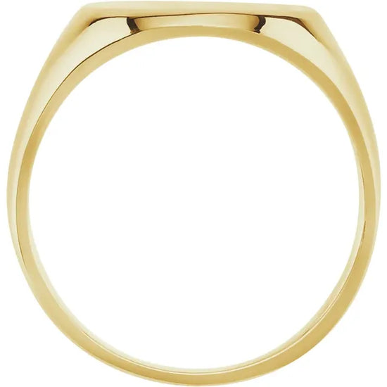 Yellow Gold Signet Ring Side View - Luvona