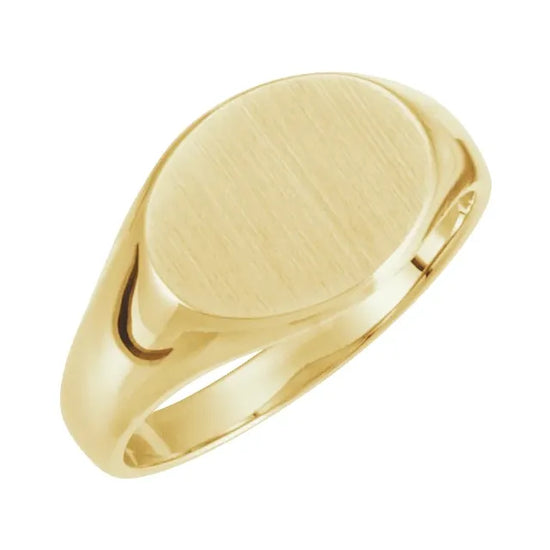14K Yellow 12x9 mm Oval Signet Ring - Luvona