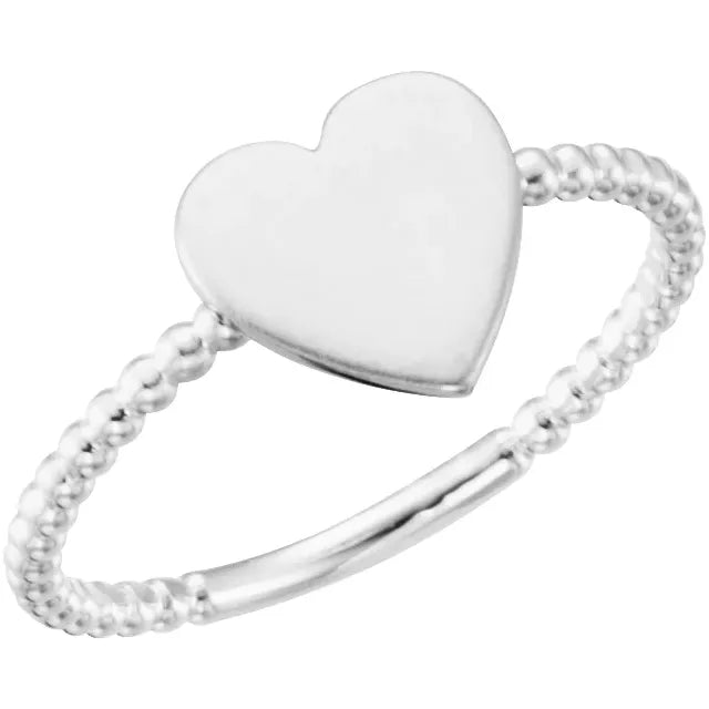 Heart Engravable Beaded Ring Be Posh - Luvona