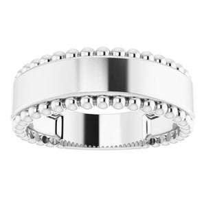 Engravable Beaded Ring Smooth Center - Luvona