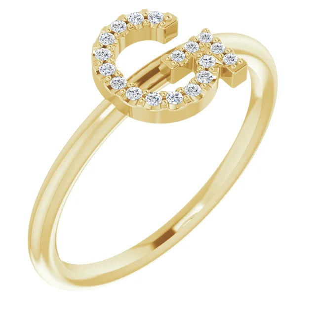 14K White .06 CTW Natural Diamond Initial Z Ring - Luvona