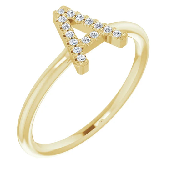 14K White .06 CTW Natural Diamond Initial Z Ring - Luvona