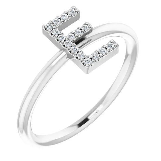 14K White .06 CTW Natural Diamond Initial Z Ring - Luvona