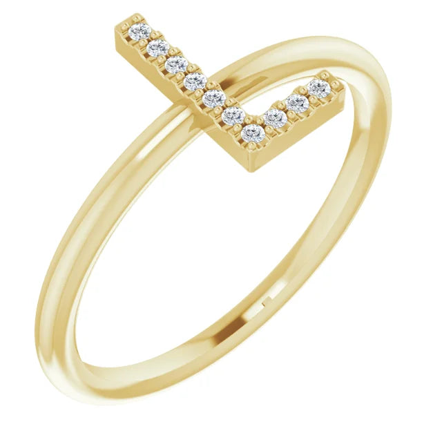 14K White .06 CTW Natural Diamond Initial Z Ring - Luvona