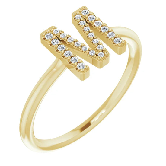 14K White .06 CTW Natural Diamond Initial Z Ring - Luvona