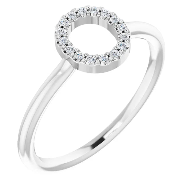 14K White .06 CTW Natural Diamond Initial Z Ring - Luvona