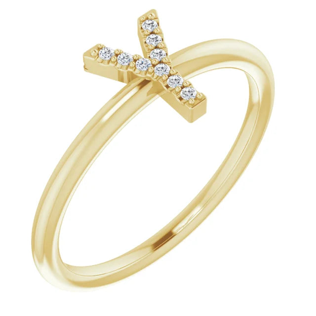 14K White .06 CTW Natural Diamond Initial Z Ring - Luvona