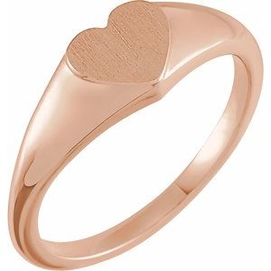 6 mm Heart Signet Ring Tapered Shoulders - Luvona