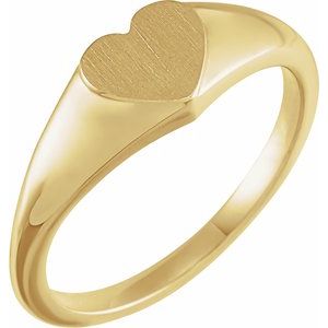 6 mm Heart Signet Ring Tapered Shoulders - Luvona