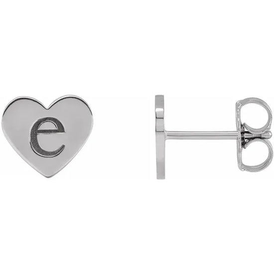 14K Yellow 8 mm Engravable Heart Earrings - Luvona