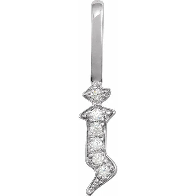 Natural Diamond Gothic Initial Charm Pendant