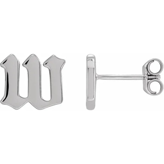 Single Gothic Initial Earring Stud