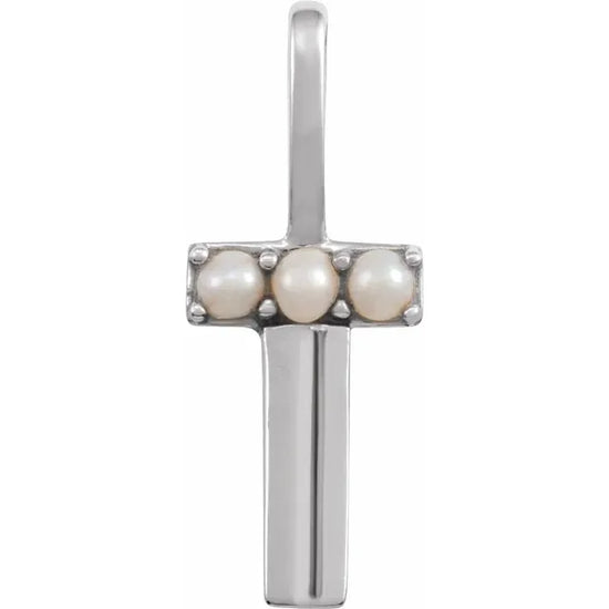 Cultured White Pearl Initial Charm Pendant