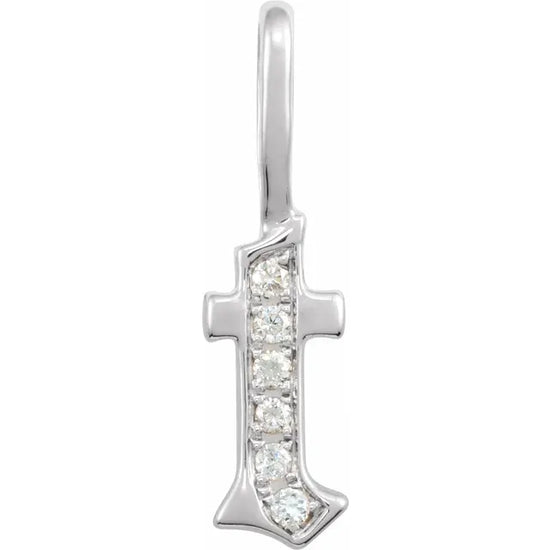 Natural Diamond Gothic Initial Charm Pendant