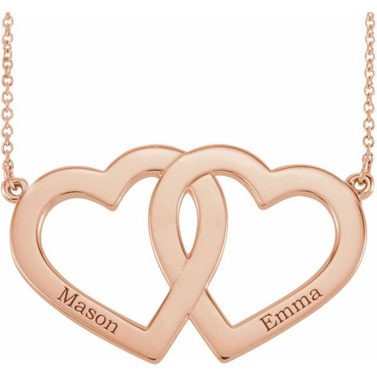 14K Rose Family Engravable Heart 18" Necklace Rose Gold - Luvona