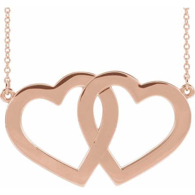 14K Rose Family Engravable Heart 18" Necklace Rose Gold No Engraving - Luvona