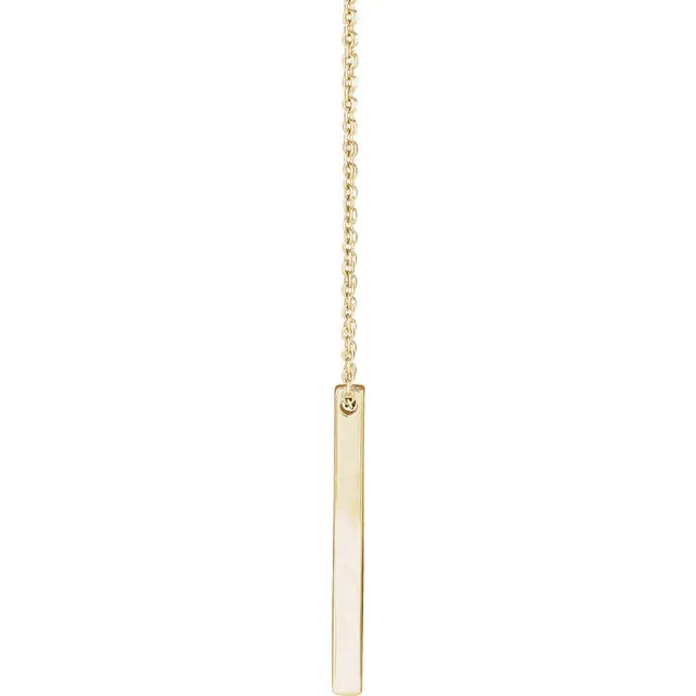 14K Yellow 25x2.6 mm Engravable Four-Sided Vertical Bar 16-18" Necklace - Luvona