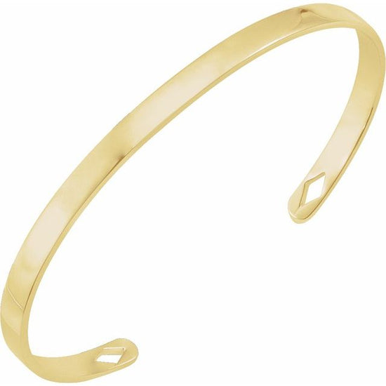 14K Yellow Engravable Cuff 7" Bracelet - Luvona