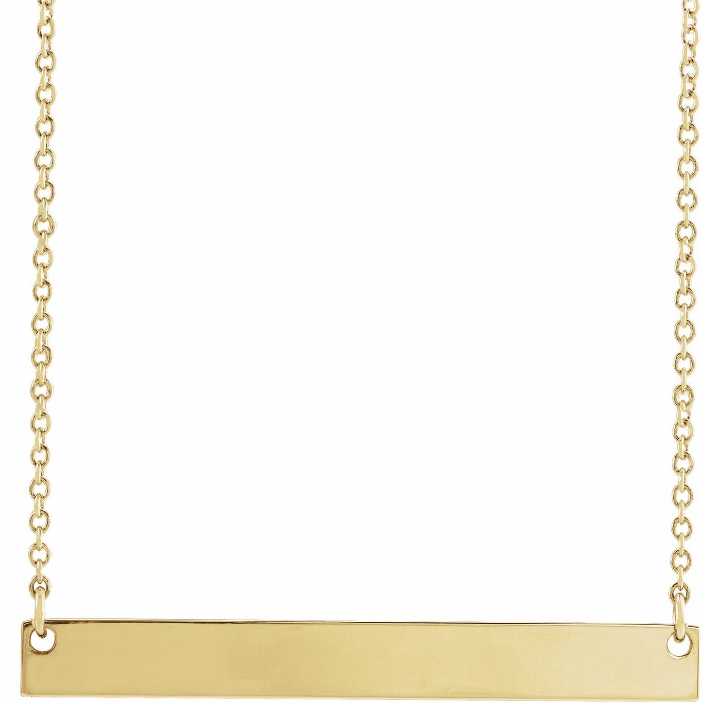 14K Yellow 34x4 mm Engravable Bar 16" Necklace - Luvona
