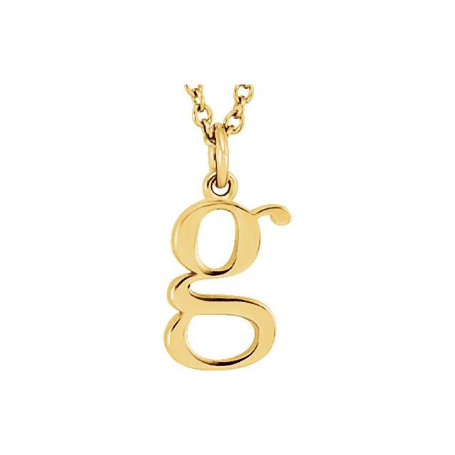 14K Yellow Lowercase Initial g 16" Necklace - Luvona