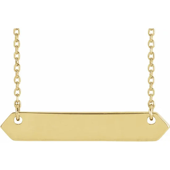 14K Yellow Engravable Geometric Nameplate with Adjustable Necklace - Luvona