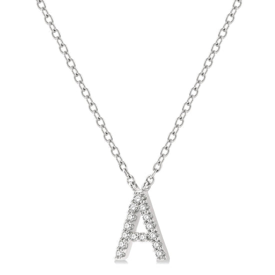 Diamond Letter L Necklace 1/15 ct tw Round-cut Sterling Silver 18