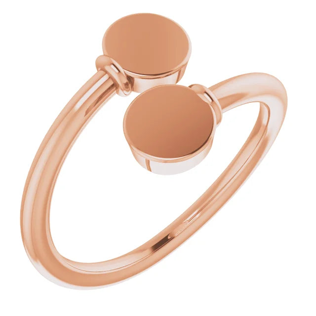 Rose Gold Engravable Bypass Signet Ring - Luvona