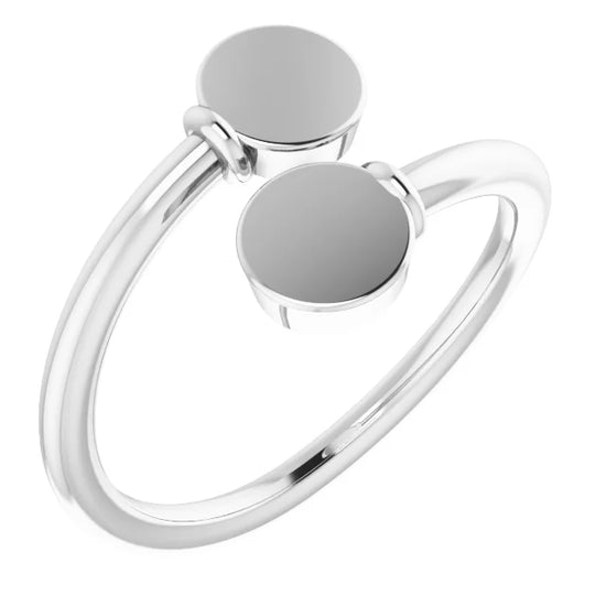 Platinum Engravable Bypass Signet Ring - Luvona