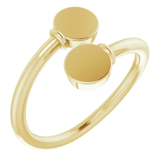14K Yellow Engravable Bypass Signet Ring - Luvona