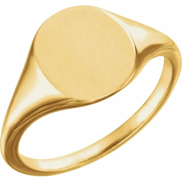 14K Yellow 11x9 mm Oval Signet Ring - Luvona