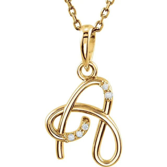 Load image into Gallery viewer, Sterling Silver .025 CTW Diamond Initial A 18&amp;quot; Necklace - Luvona
